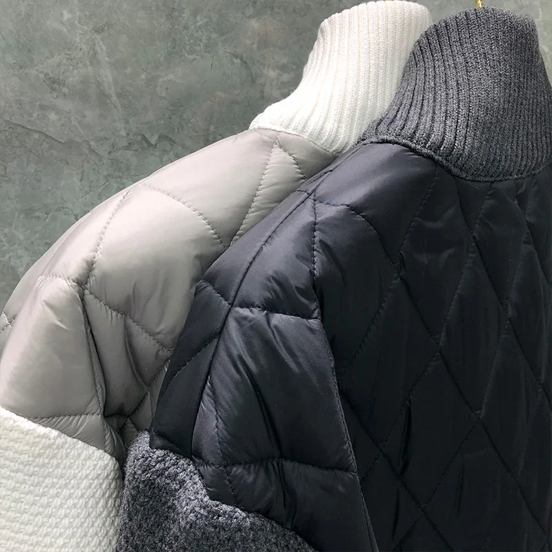 TB THOM Coats Winter Men's Jacket Classic Engineered RWB Stripe Diamond Lattice Turtleneck Cotton-Padded Pullovers Jackets