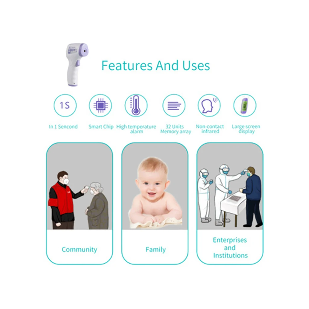

2020 Muti-fuction Baby/Adult Digital Termomete Infrared Forehead Body Thermometer Gun Non-contact Temperature Measurement Device