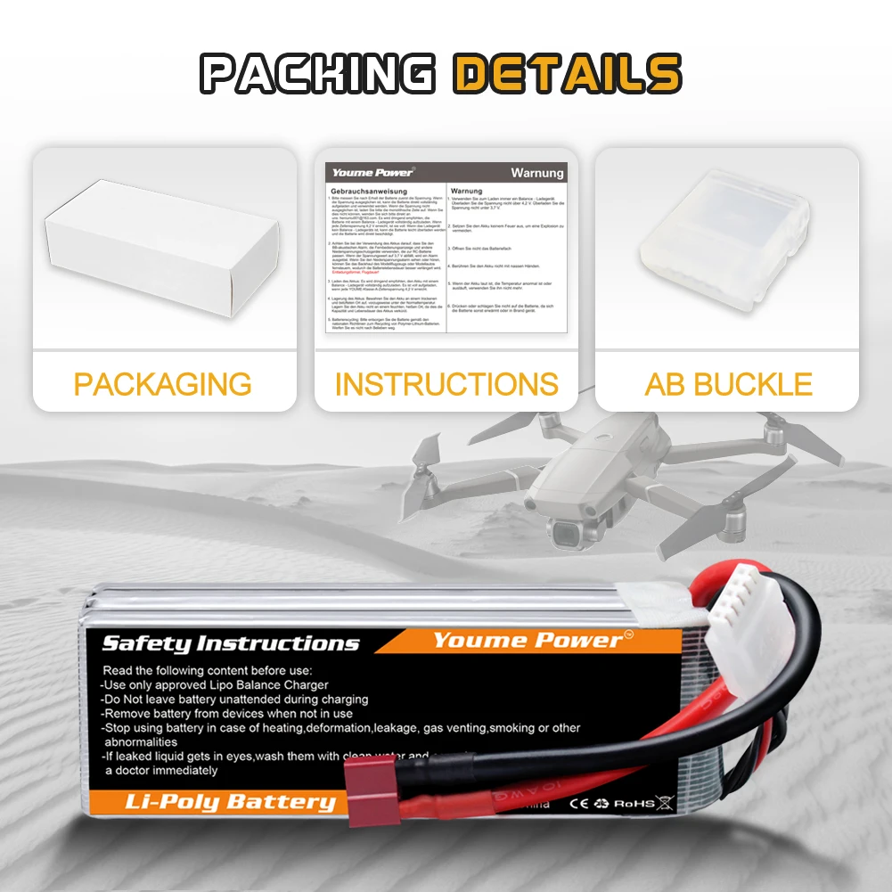 Clearance 2pcs Youme 2S 3S 4S lipo battery 3300mah 4500mah 5200mah 6200mah 6500mah with Deans T XT60 plug for RC Car Drone Boat Игрушки и