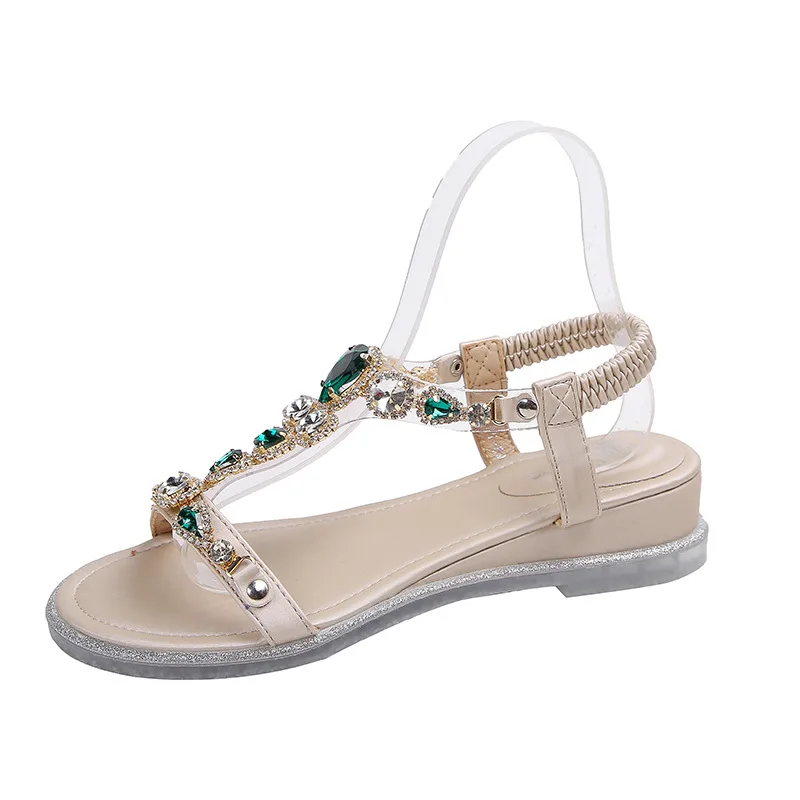 

2021 Sandals Women's Casual Flip-flops Elastic Band Comfortable Beach Sandals Ladies Roman Flat Open Toe Shoes Women