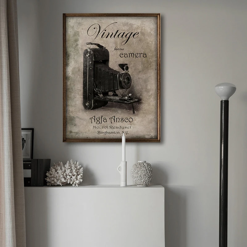 Винтажная фотокамера Холст Картина плакаты старая машина настенный