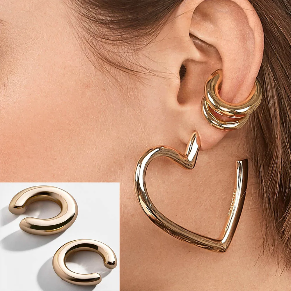 

Unique Round Ear Clip Without Piercing for Women Fashion Jewelry Ear Bone Clip Earrings Without Piercing Metal Earrings