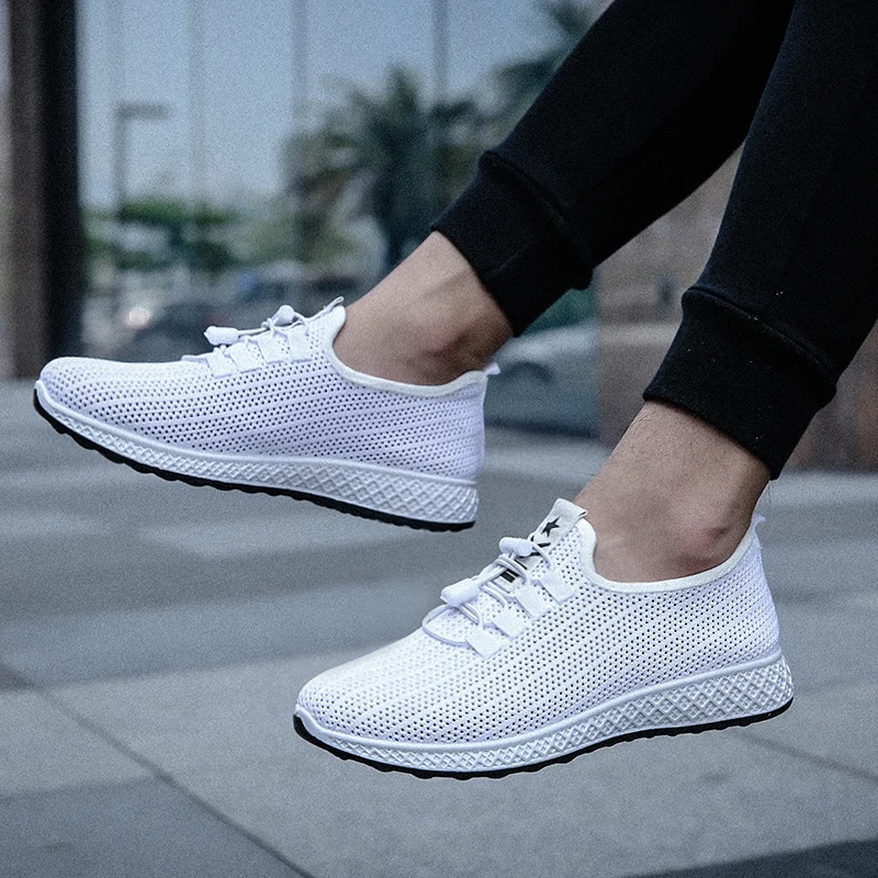 2019 модная мужская обувь повседневная ткацкая сетка дышащая легкая Мягкая Черная