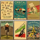 Винтажный постер Alpe из воловьей кожи в стиле ретро для горного велосипеда и езды на велосипеде, настенная живопись, украшение для дома и спальни