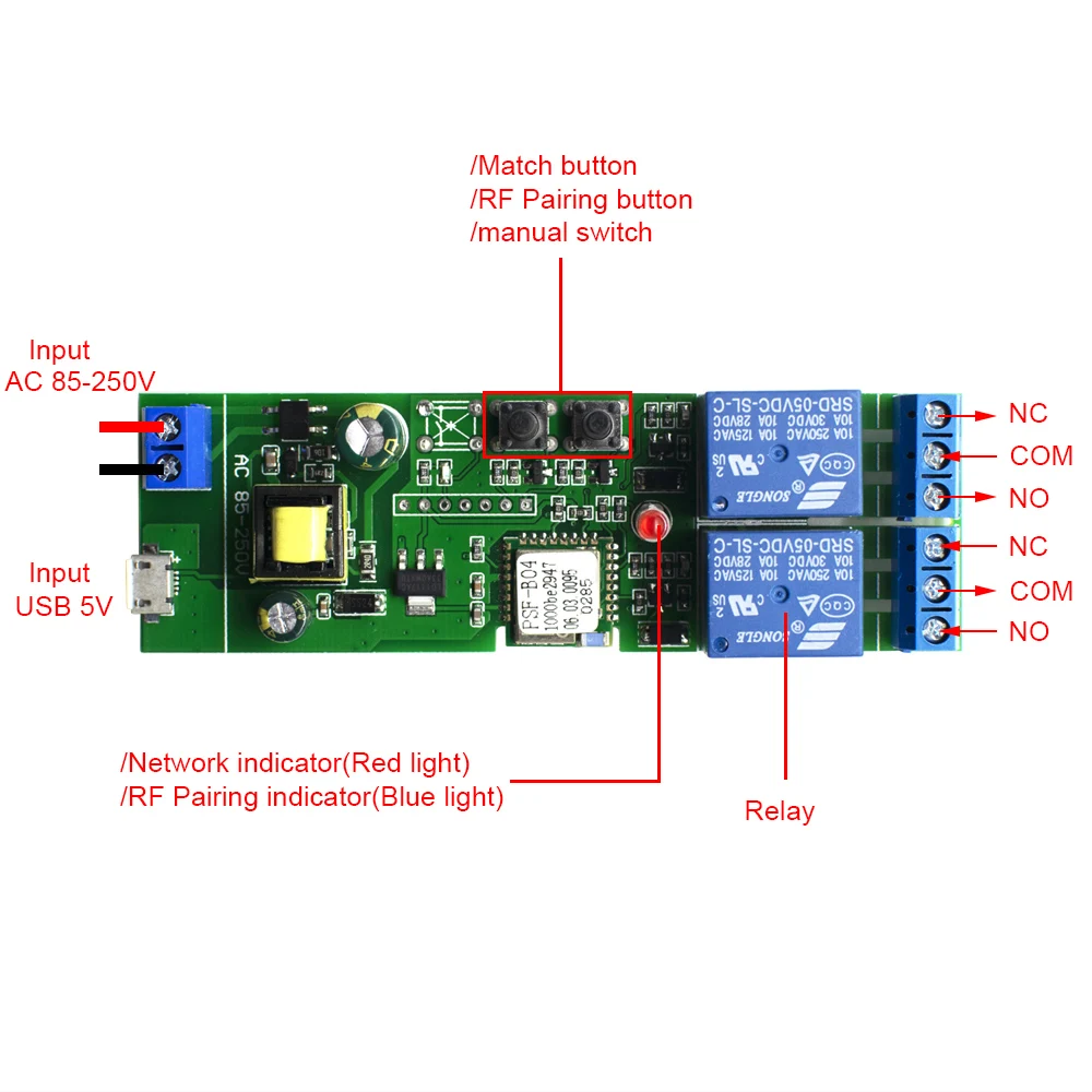 Модуль гаражных ворот DIY EWelink WiFi умный контроллер открывания двери гаража 433 МГц RF