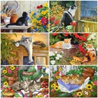 Набор для алмазной вышивки кошка ZOOYA, картина с изображением животных стразы, мозаика с цветами, 5D ручная работа, подарок