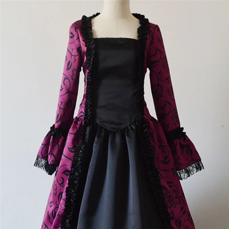 Средневековое готическое платье 18 го века кружевное с цветочным принтом в стиле