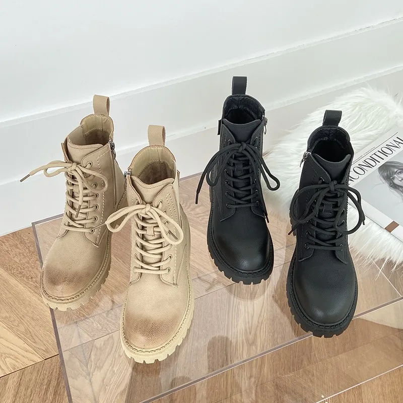 

Tube Martin Boots Women's Autumn And Winter 2021 New Casual Thick-soled Chelsea Tube Booties