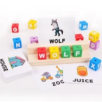 wooden letters stacking puzzle words cognitive colorful wooden blocks letters matching game with double sided cards