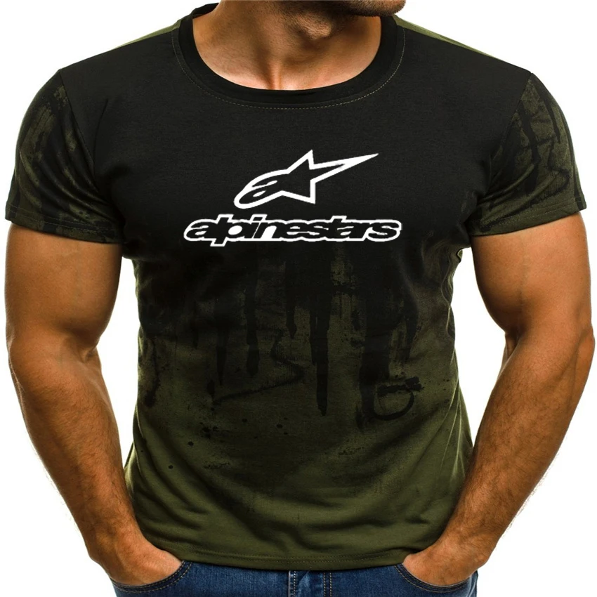 

Alpinestars Printed Letters 2021 Summer New Short-Sleeved T-Shirt Men's Round Neck Casual Tide Brand Half-Sleeved