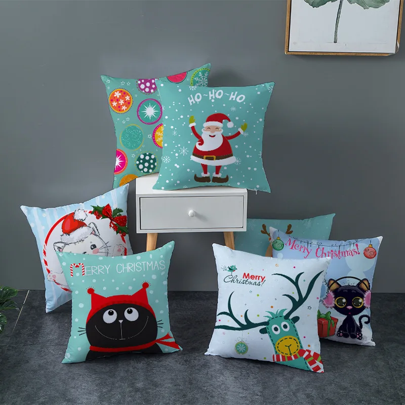 Рождественские украшения для дома наволочка с оленем вапити зеленое