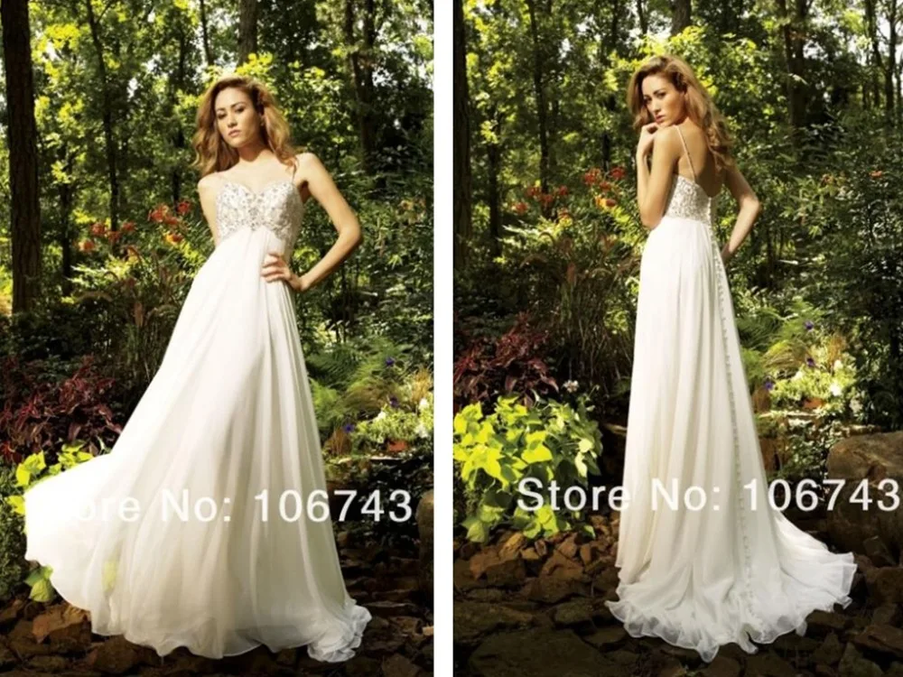 summer Spaghetti Strap 2018 new style Sexy bride beach cheap Custom beading chiffon sweetheart bridal gowns bridesmaid dresses | Свадьбы и