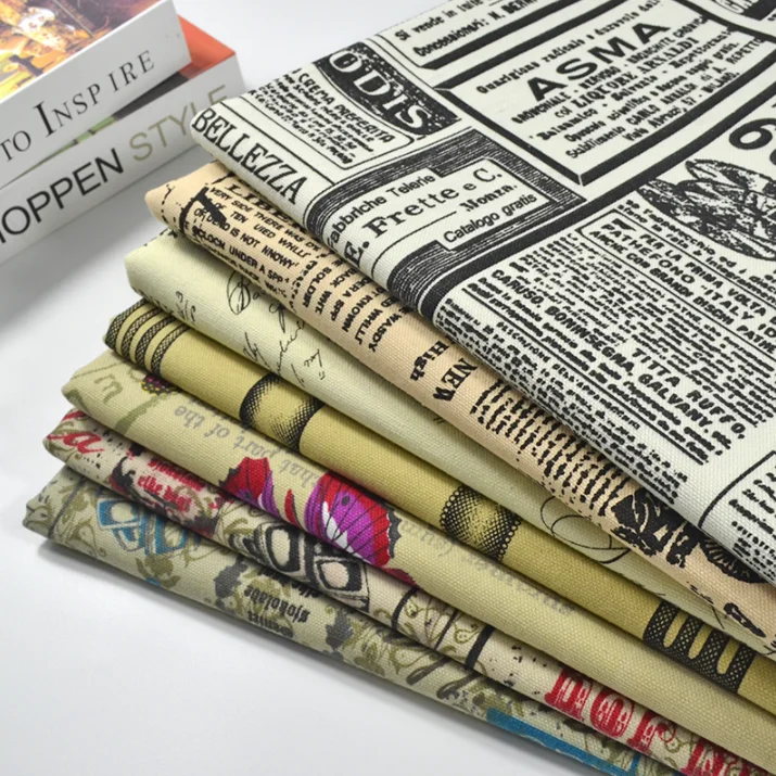 Хлопчатобумажная льняная Лоскутная Ткань с принтом газеты тканая устойчивая