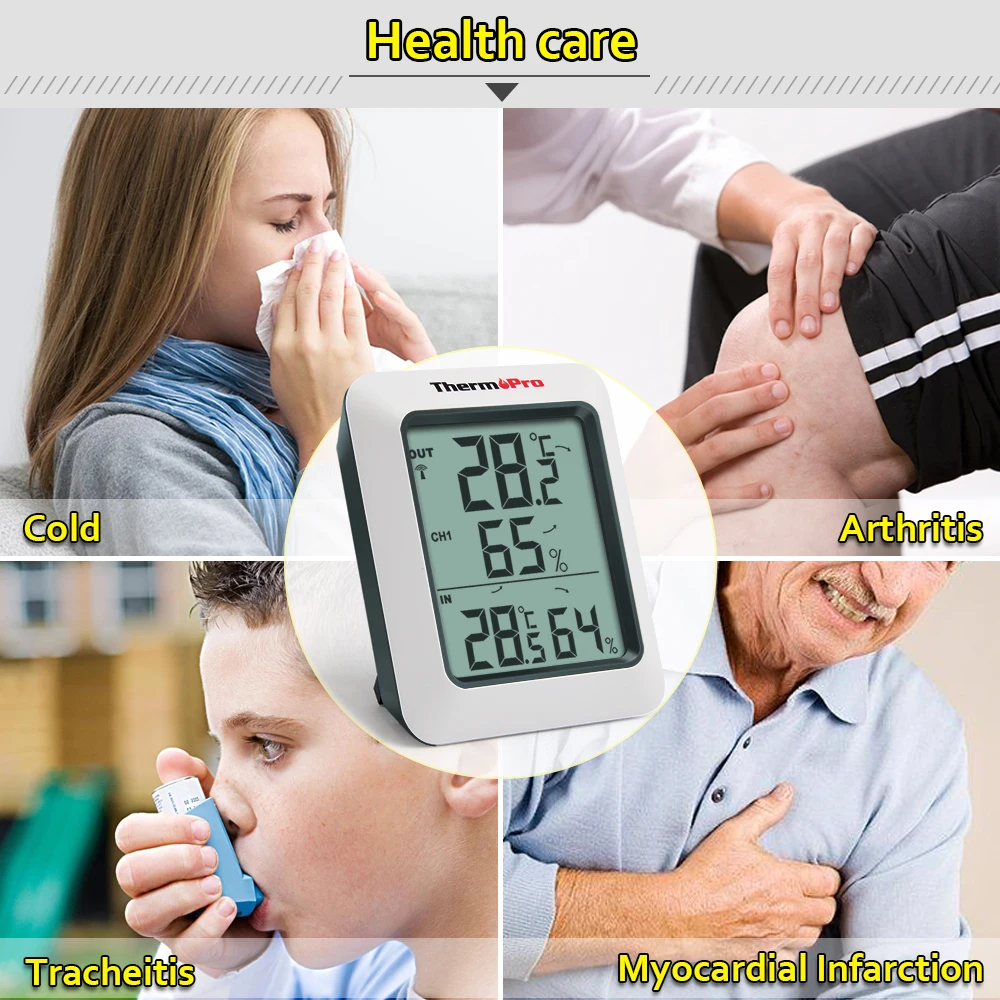 ThermoPro TP60 60 м беспроводной цифровой гигрометр Крытый Открытый термометр Влажность монитор с температурным манометром измеритель влажности