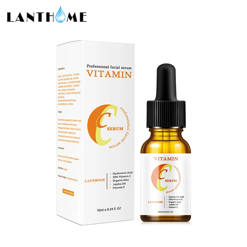 

Organic 10ML Vitamin C Serum Anti-Aging Shrink Pore Hyaluronic Acid Face Serum Whitening Moisturizing Essence Skin Care