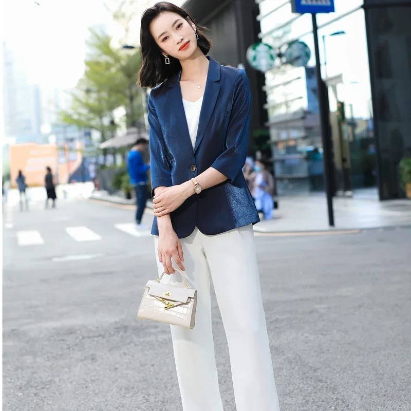 

2 Piece Women's summer Suit Blazer and Trousers for Women Career Interview OL Styles Formal Professional Jackets Coat Pants Suit