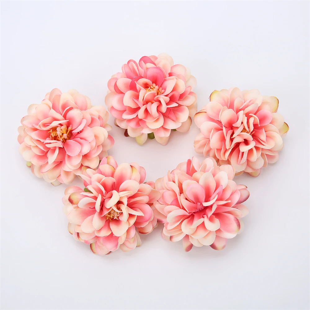 10Pcs Silk Dahlia Flower Heads Artificial For Home Decor Wall Flowers Wedding Party Wreath DIY Crafts Fake | Дом и сад