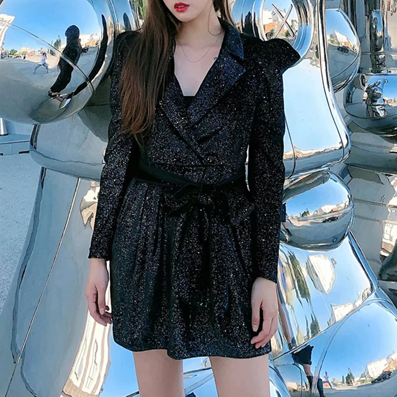 

Женское винтажное платье-Мини с V-образным вырезом, длинным рукавом