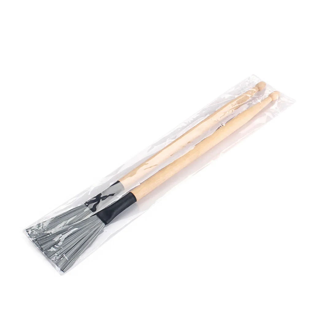 

1 Pair Double Head Drum Kit Mallets Steel Wire Brushes for Jazz Drum Cajon