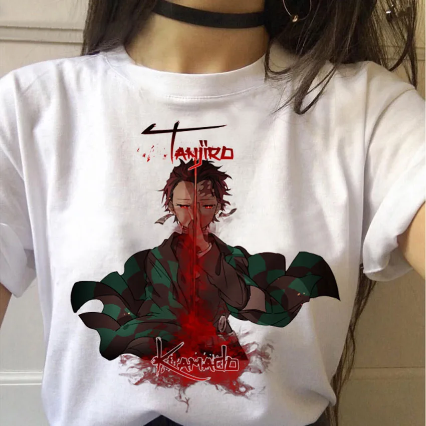 

Japanese Anime Tshirt Funny Cartoon Kimetsu No Yaiba T Shirt Female Demon Slayer T-Shirt Women Graphic Top Tees Streetwear