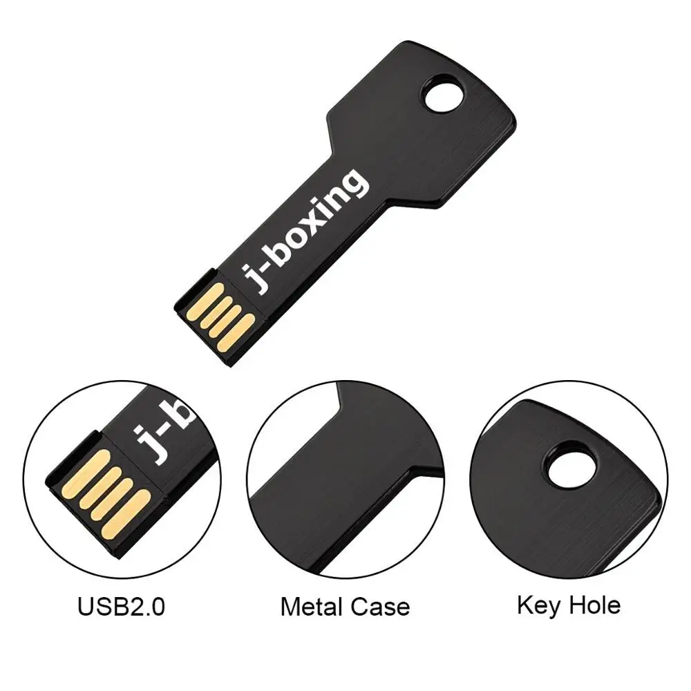 J-boxing черный металлический ключ формы 16 ГБ USB флэш-накопитель флеш-накопитель 2 0