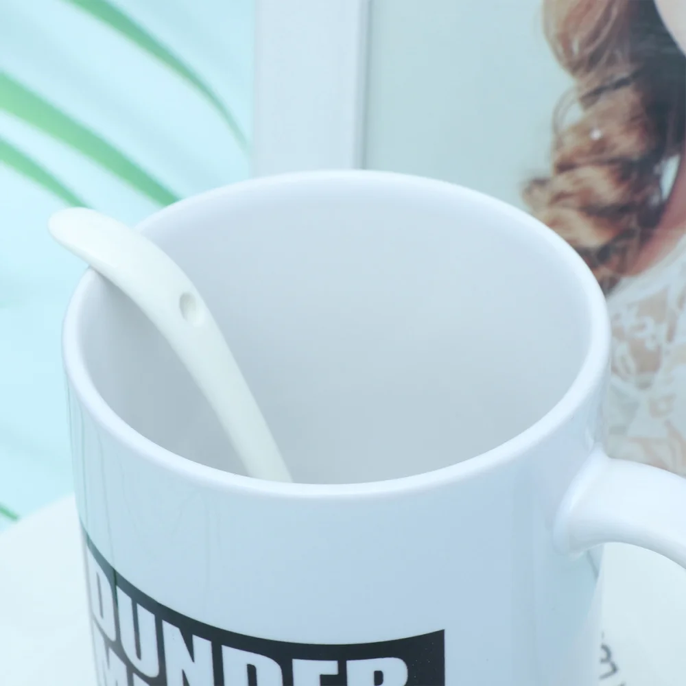 

350ml Ceramic Mug Dunder Mifflin Worlds Best Boss Water Cup Personality Office Coffee Cup (White)