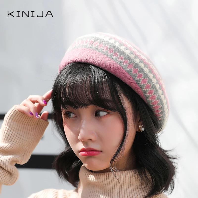 Мексиканская Этническая ретро теплая шерстяная шапка бини для женщин