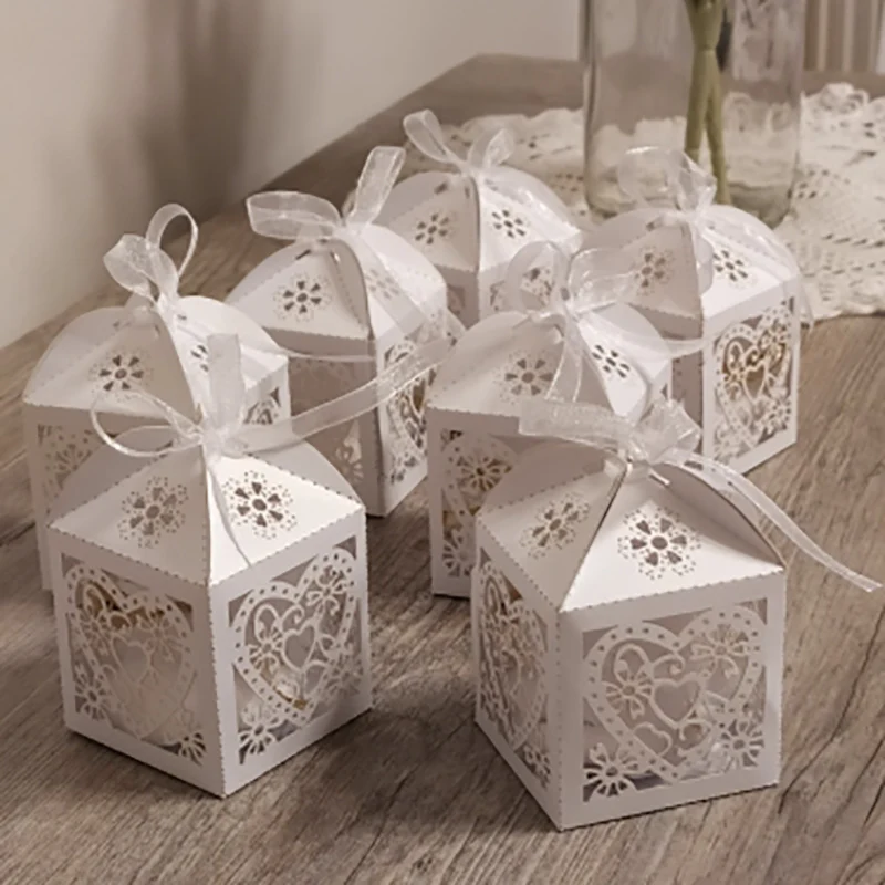 50 шт. коробка для конфет Любовь Сердце полый кекс подарочная упаковка коробки с