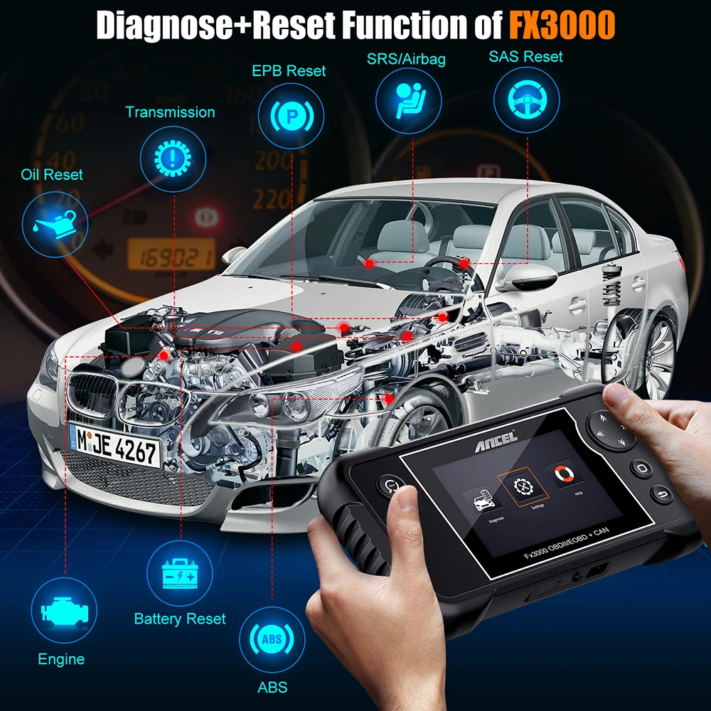 OBD2 автомобильный сканер Подушка безопасности ABS на SAS BMS сброс масла OBD2 автомобильный диагностический инструмент ANCEL FX3000 OBDII сканер обновление бесплатно