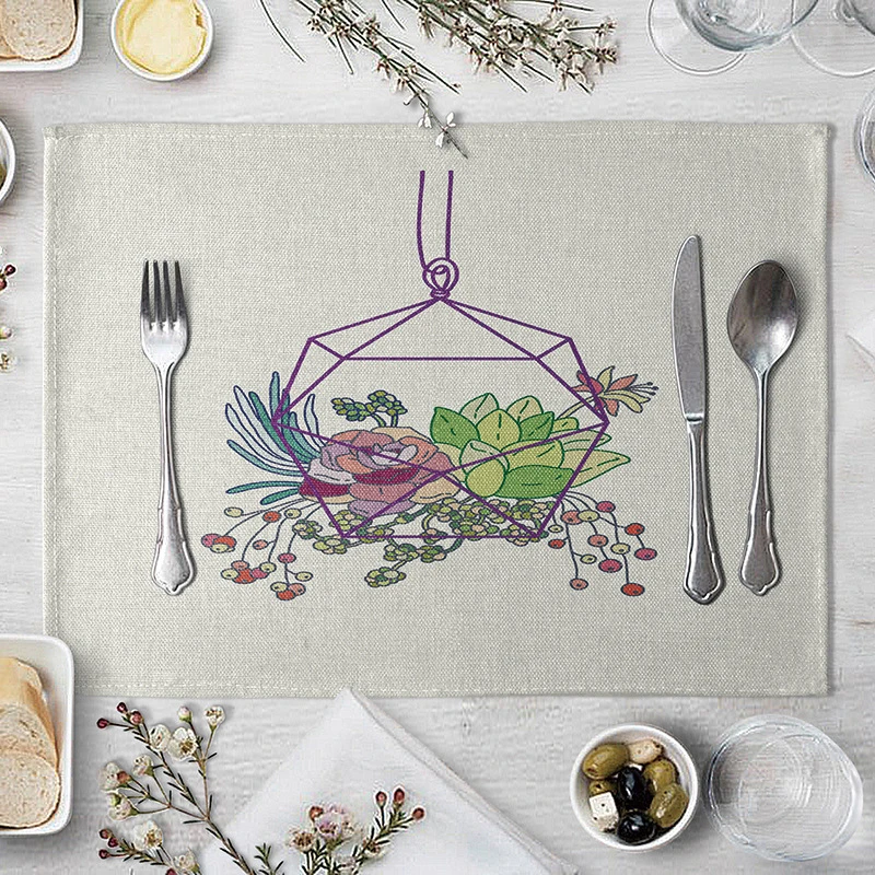 Садовый цветочный узор обеденный Коврики на стол из хлопка и льна подставка под