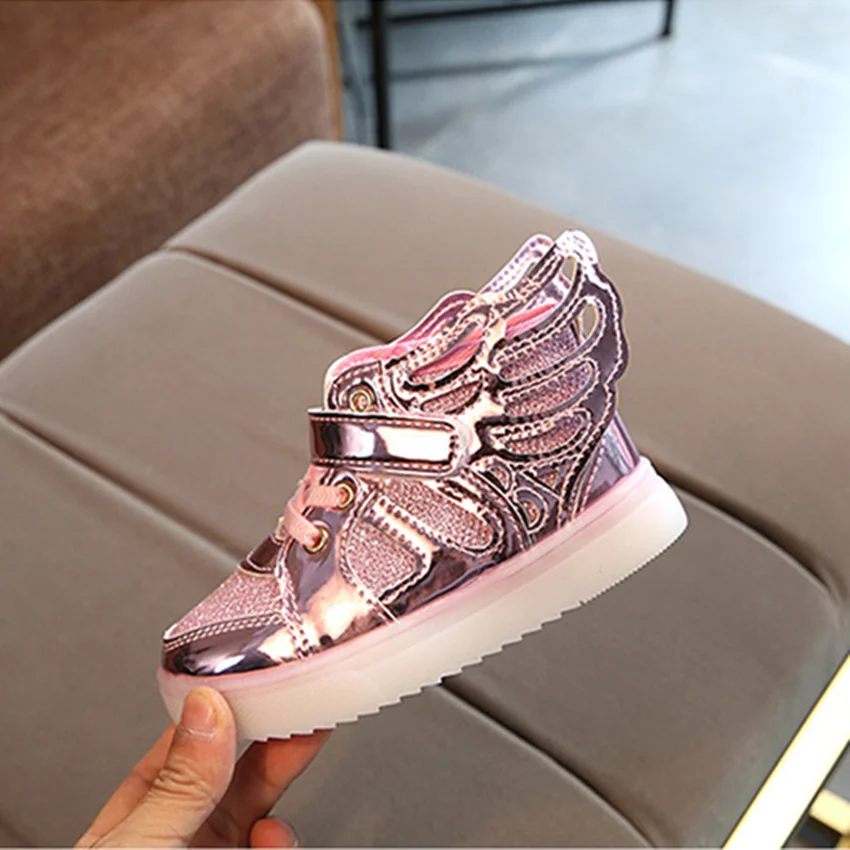 light girls shoes bright leather wings children students kid butterfly | Детская одежда и обувь