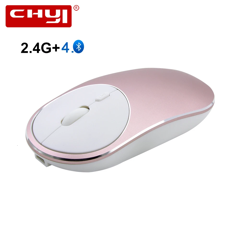 

Беспроводная мышь CHYI, Bluetooth 4,0 + 2,4G, перезаряжаемая, бесшумная, из алюминиевого сплава, USB, оптическая, компьютерная, лазерная, для ноутбука
