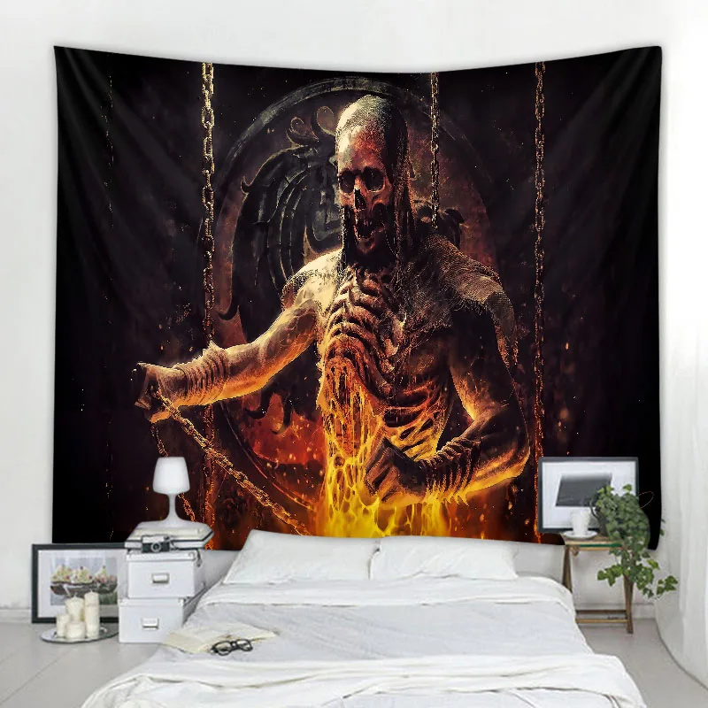 

Flame Skull Man Decoration Tapestry Halloween Party Decoration Tapestry Horror Decoration Wall Tapestry Bedroom Wall Tapestry
