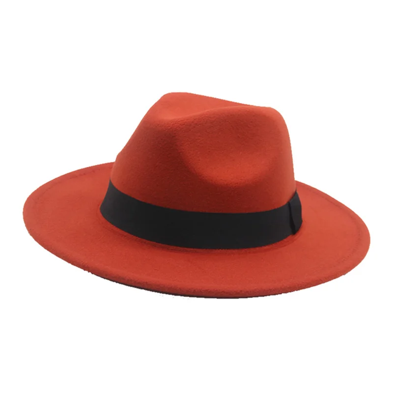 

women hats fedoras ribbon band panama felted hats Vintage casual white black jazz caps wide brim solid simple men women hats new