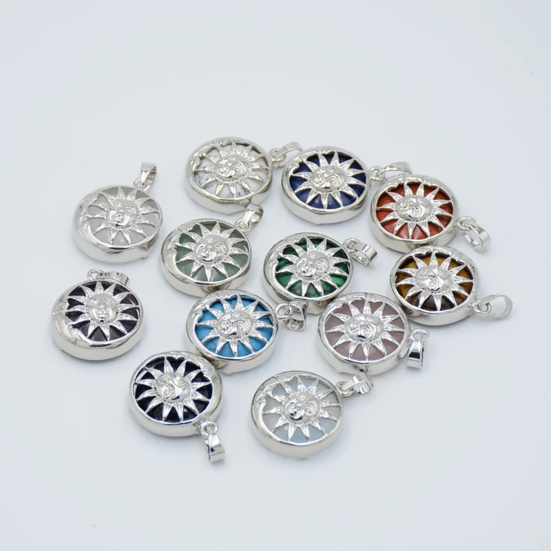 Круглый плоский кулон с бусинами Moon & Sun God для ожерелья амулеты из натурального