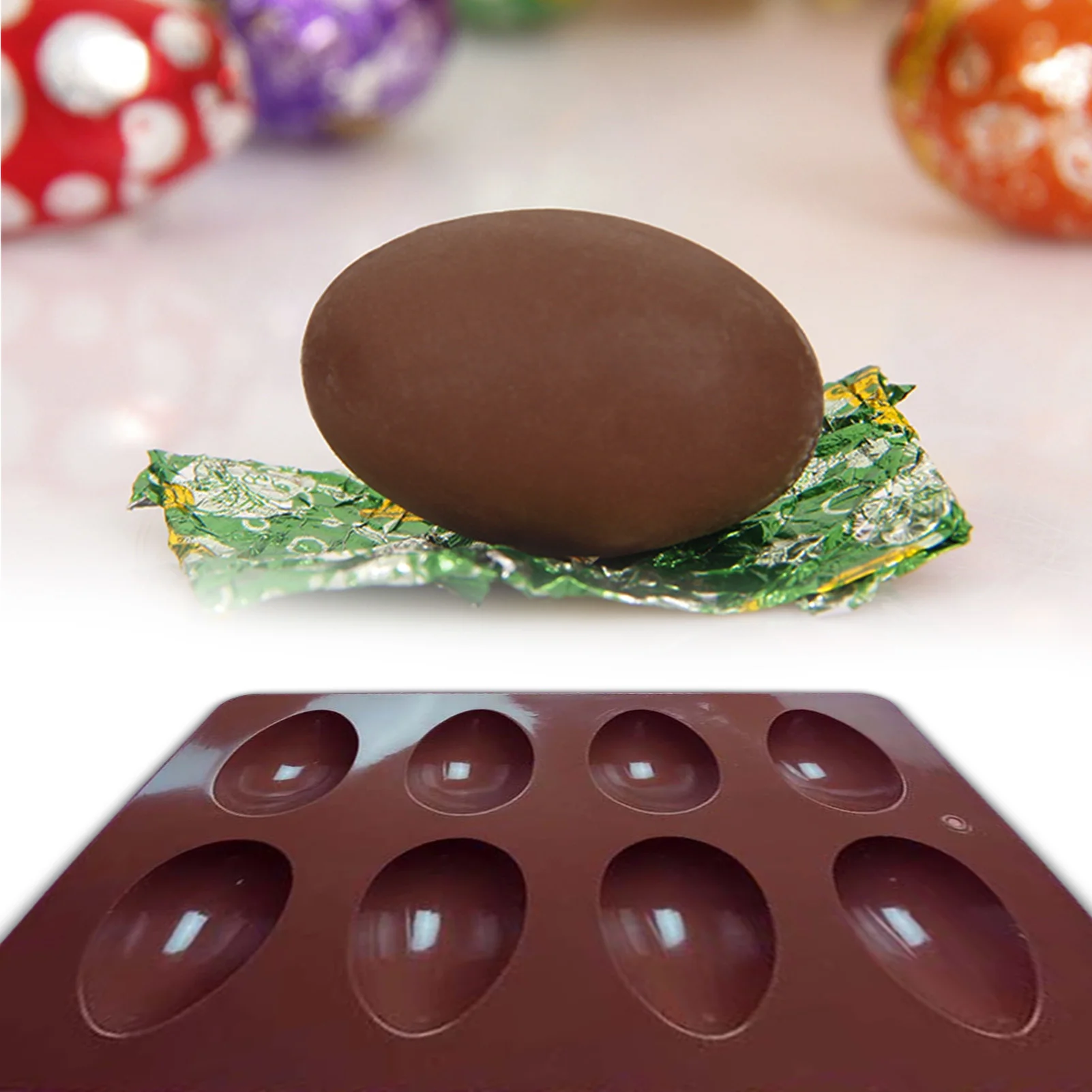 

8-cup Silicone Egg Mold Food Grade Cake Decorating Chocolate Mold Easter DIY Baking Kitchen Accessories Tool