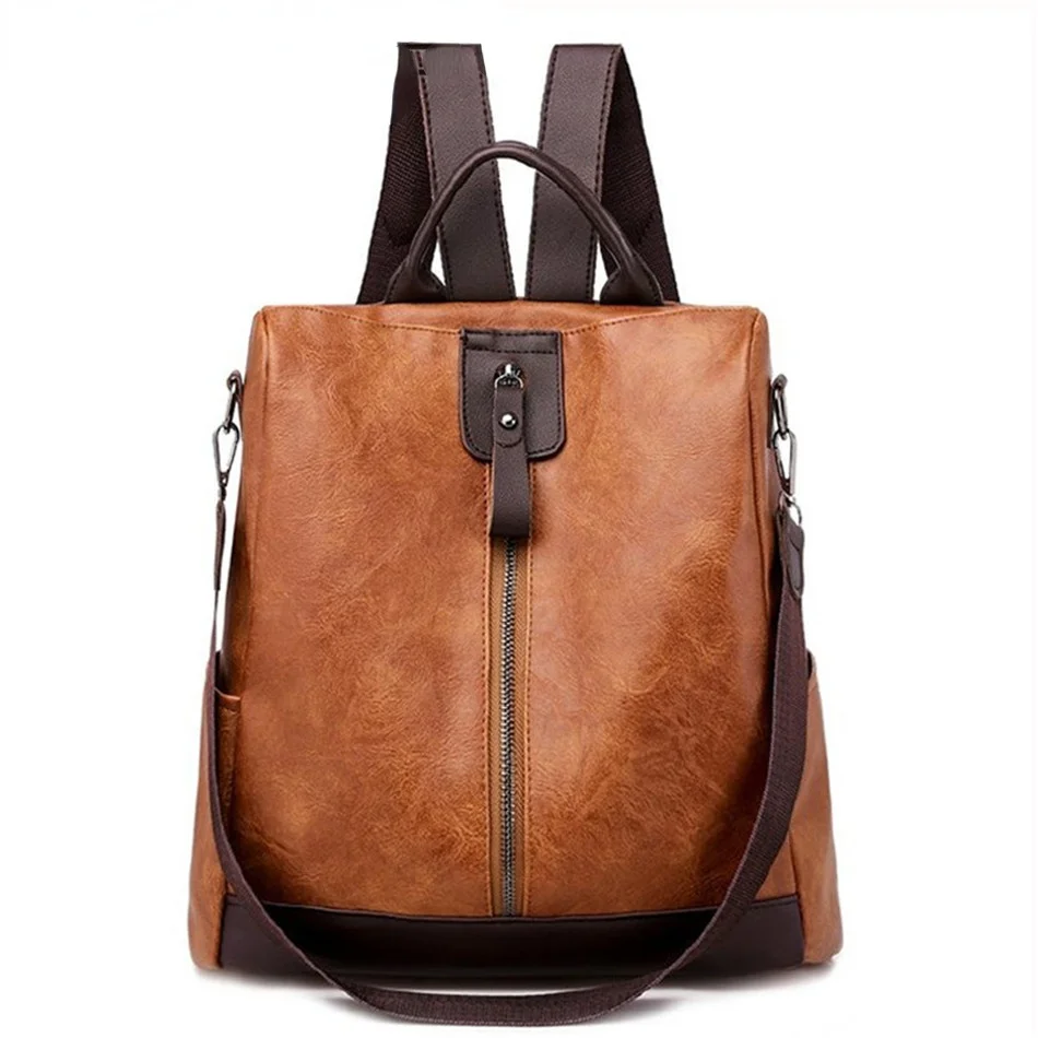 

Vintage Female Leather Backpack Multifunction Women BackPack Anti-theft School Bags For Girls Travel BackPack mochila feminina배낭