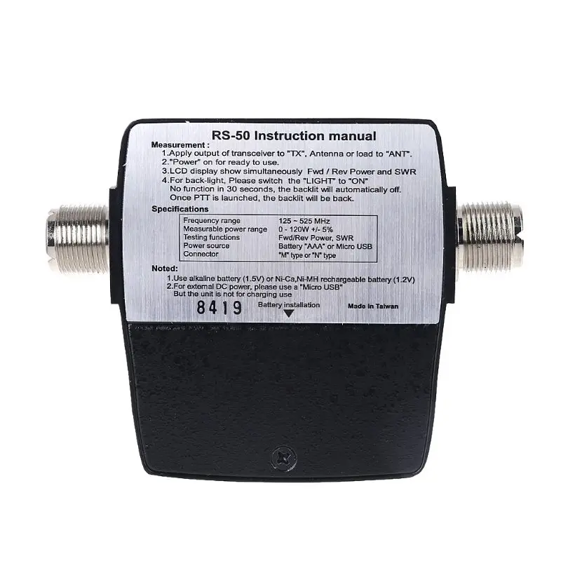 NISSEI RS 50 цифровой SWR Watt Meter 125 525MHz UHF / VHF M Type Connector Micro USB DC 5V Выход для TYT Baofeng|Запчасти и
