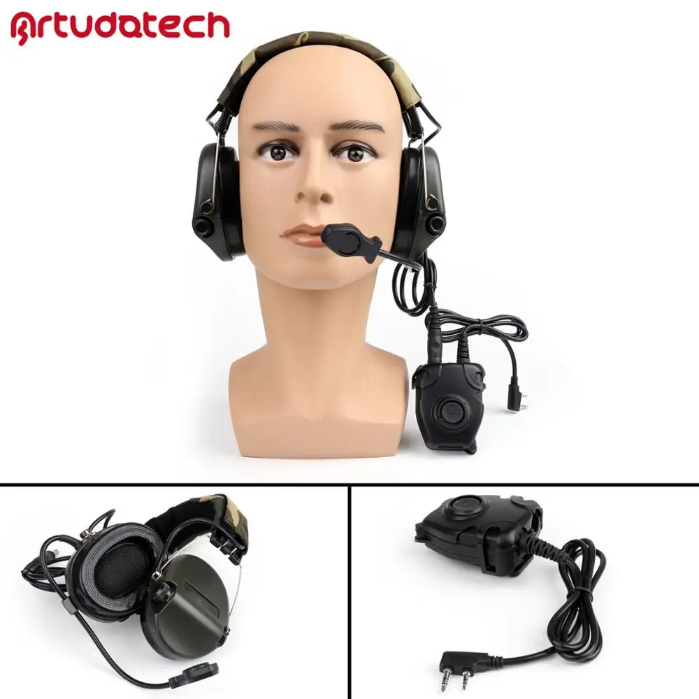 

Artudatech Tactical H60 Noise-Reduction Sound Pickup Headset Peltor PTT For Kenwood TK 2107 3107 For Motorola SMP318 Radio