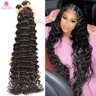 Malaika 28 30 32 дюйм (ов) 3 4 пряди бразильские вьющиеся волосы пряди волос глубокая волна пряди 100% человеческие накладные волосы категории Virgin