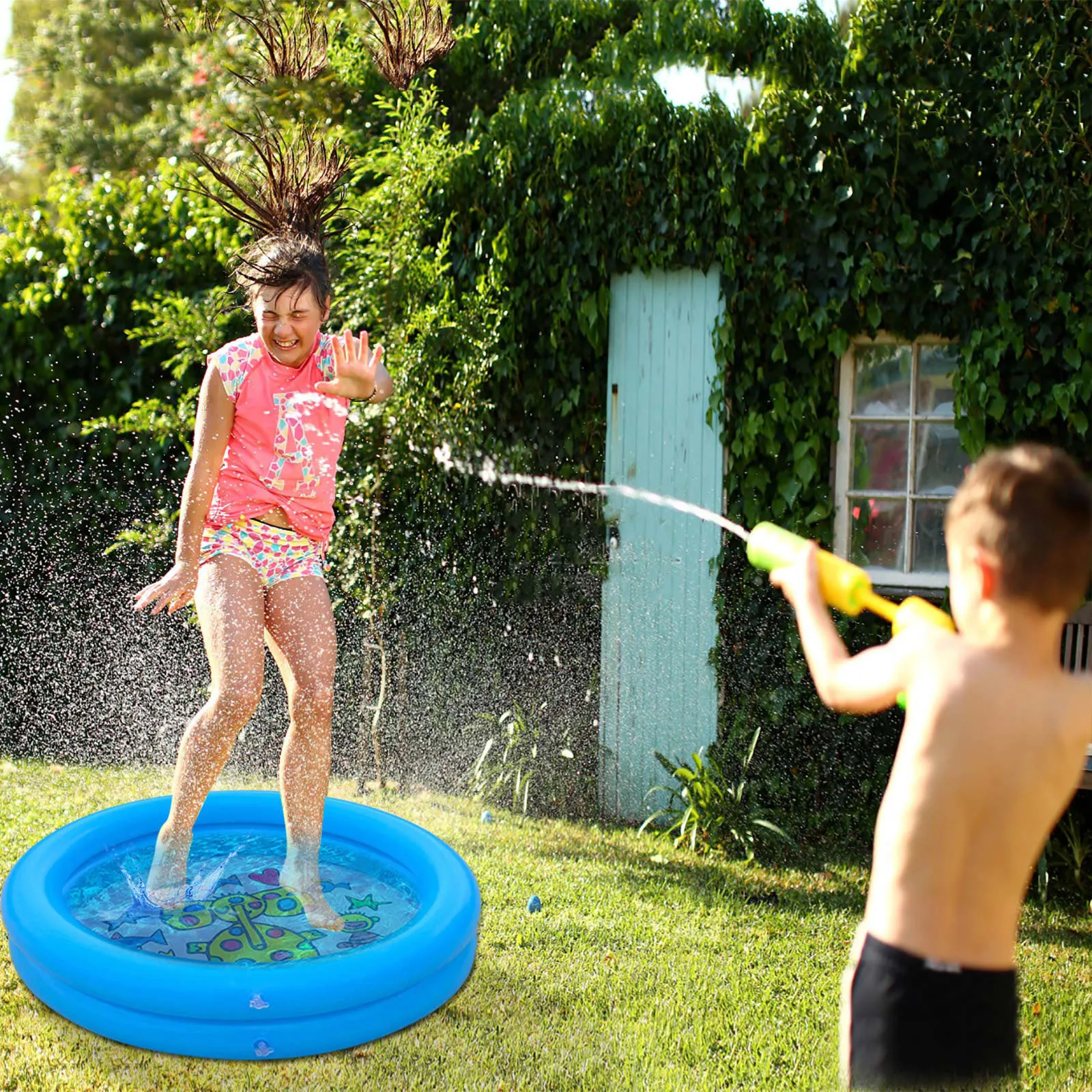 

Bath Tub Summer Play Center Indoor Outdoor Water Game Portable Inflatable Kiddie Animal Printed Toy Baby Swimming Pool Garden