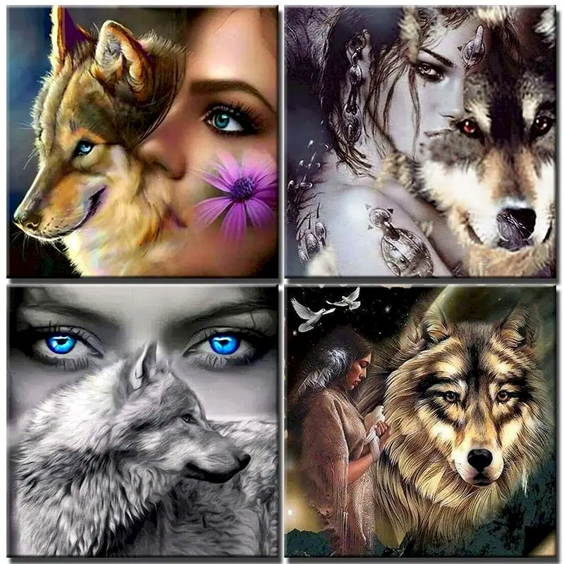 

Frame Diy Wolf Painting By Numbers Girl On Canvas Picture By Numbers Modern Animals Handpainted Oil Painting Home Decor Art Gift