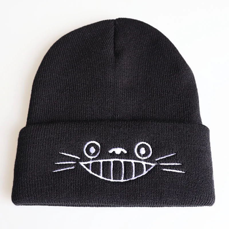 Зимняя Лыжная облегающая шапка Totoro с рисунком из искусственного аниме вязаная