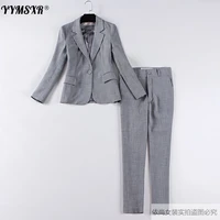 womens business overalls fall 2022 new gray suit jacket pants suit feminine office two piece set high quality slim trousers