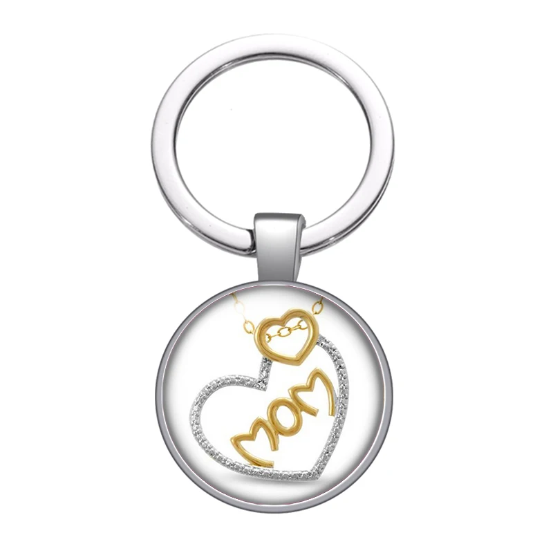 День матери Подарок "Любовь маме" стеклянный брелок на сумку или автомобильный ключ, держатель для колец с подвесками серебристого цвета, брелоки для ключей для женщин, подарки.
