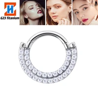 g23 titanium double row zircon nose rings septum tragus cartilage hinged segment helix piercing earrings fashion body jewelry
