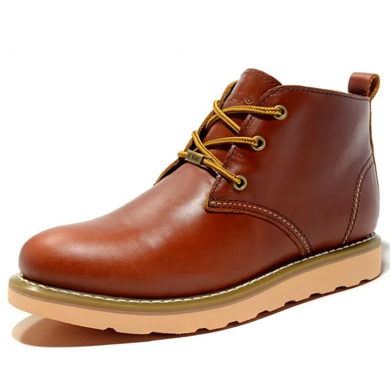 

New Men Fashion Genuine Leather Boots Leisure Martin Boots England Retro Shoes