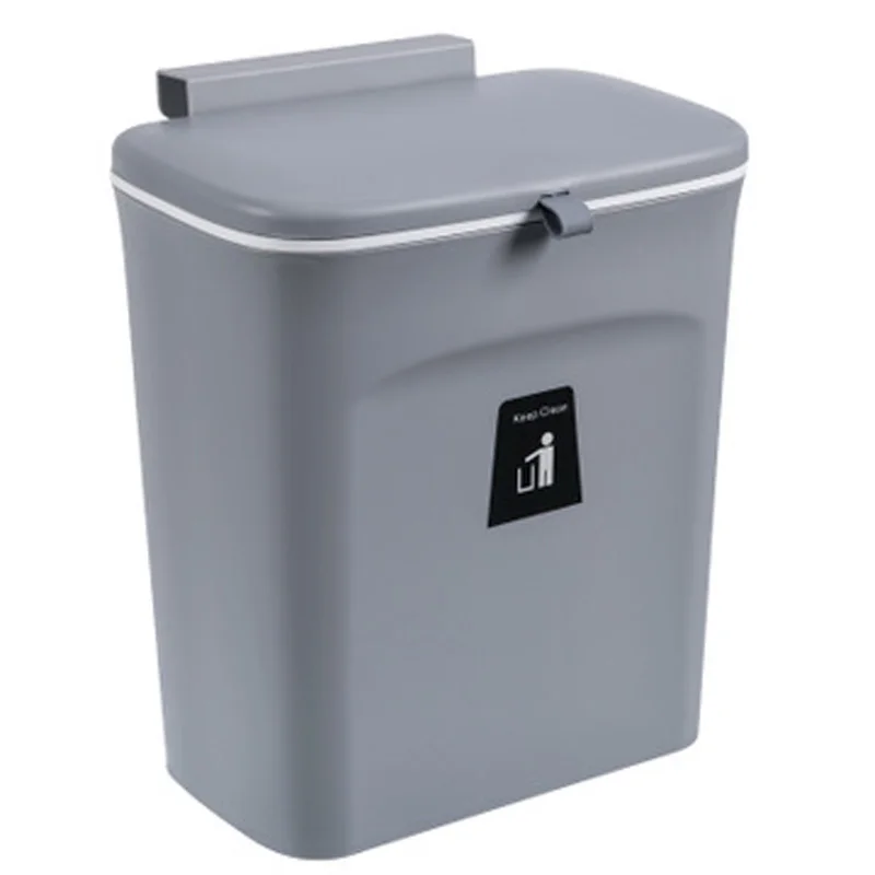 Household wall-mounted kitchen garbage storage sliding cabinet door with lid can large anti-odor hanging plastic bucket | Дом и сад