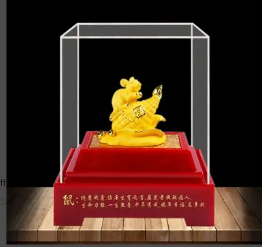 

Animal VELVET GOLD Gold Plated craft of the Chinese Zodiac rat in the year birth Gifts for insurance opening Home decoration