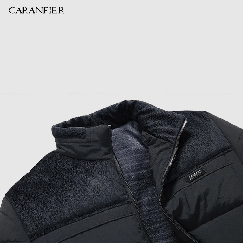 CARANFIER теплая толстая зимняя куртка мужская одежда Повседневная стоячий воротник высокое качество модное Брендовое зимнее пальто Мужская парка верхняя одежда